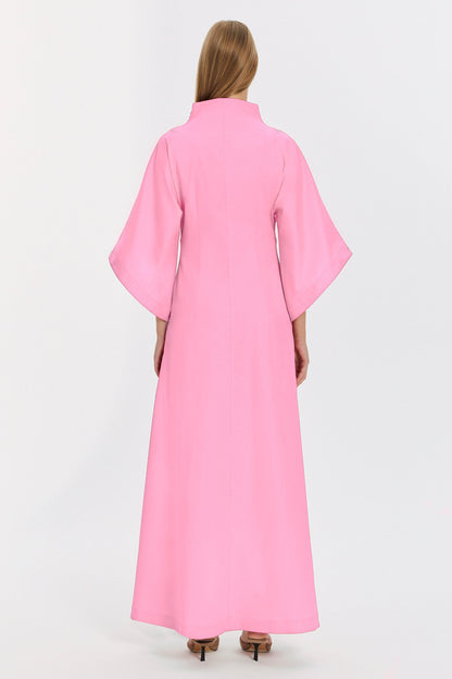 Pink Kimono Sleeve High Neck Asymmetrical Belted Futuristic