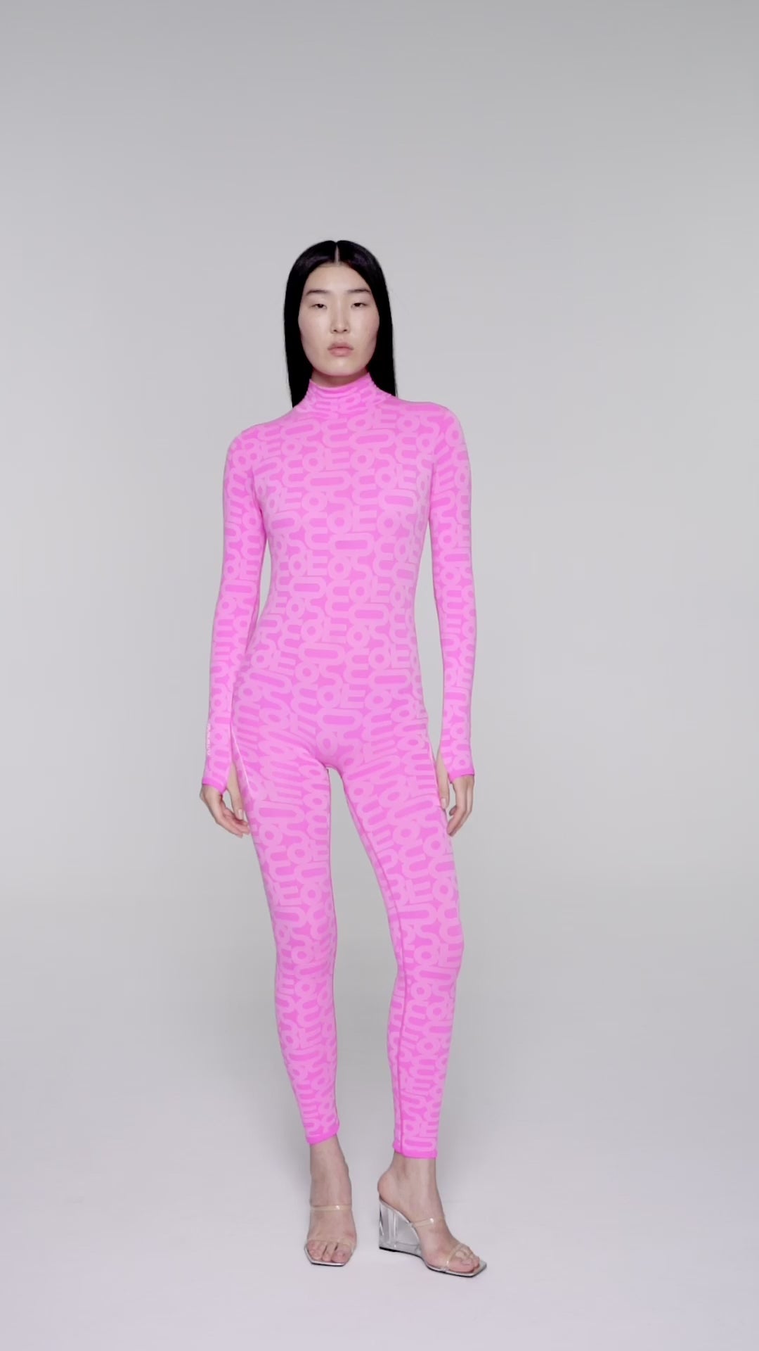 Pink Seamless Turtleneck Long Sleeve Full ECO Bodysuit