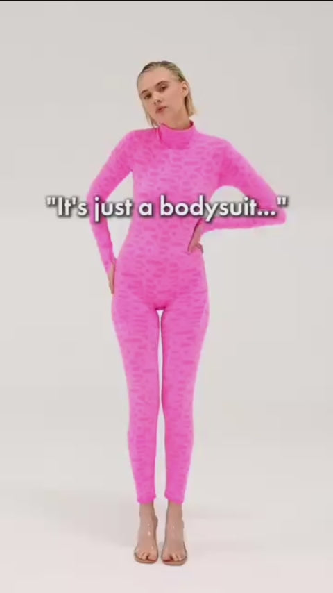 Pink Seamless Turtleneck Long Sleeve Full ECO Bodysuit