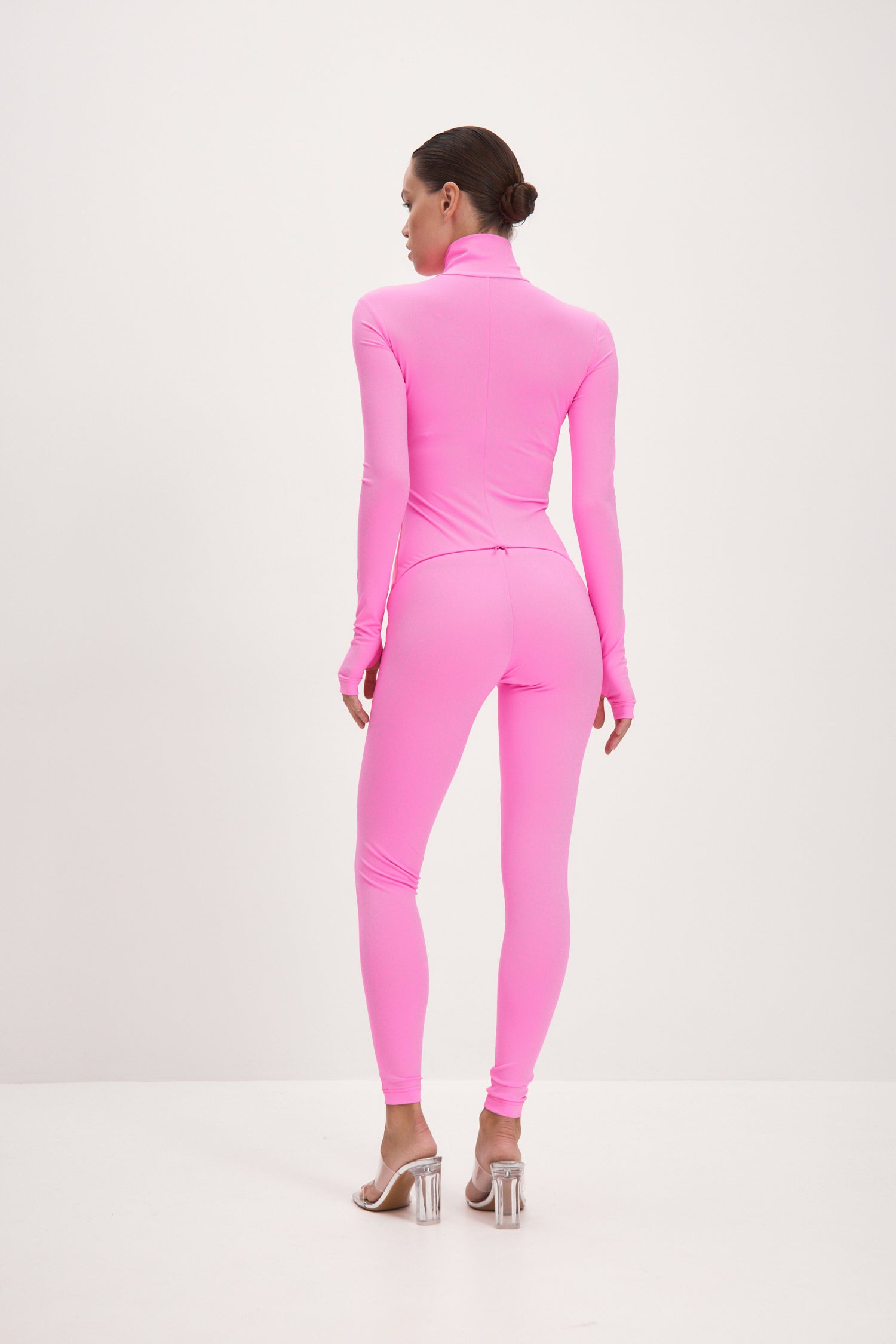 Set Pink Long Sleeve Turtleneck Full Bodysuit & Pink