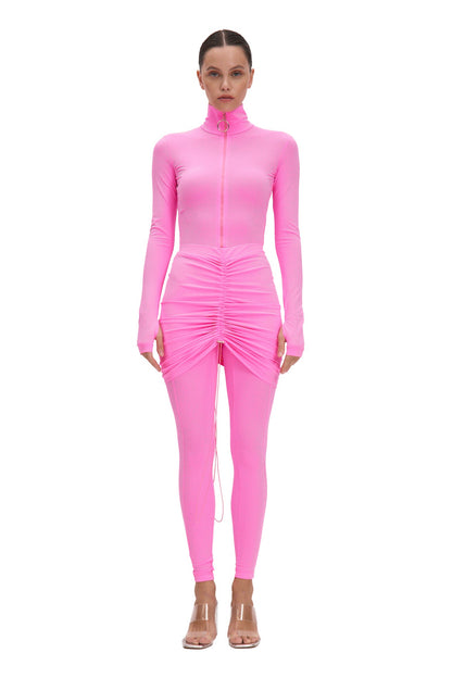 Set Pink Long Sleeve Turtleneck Full Bodysuit & Pink