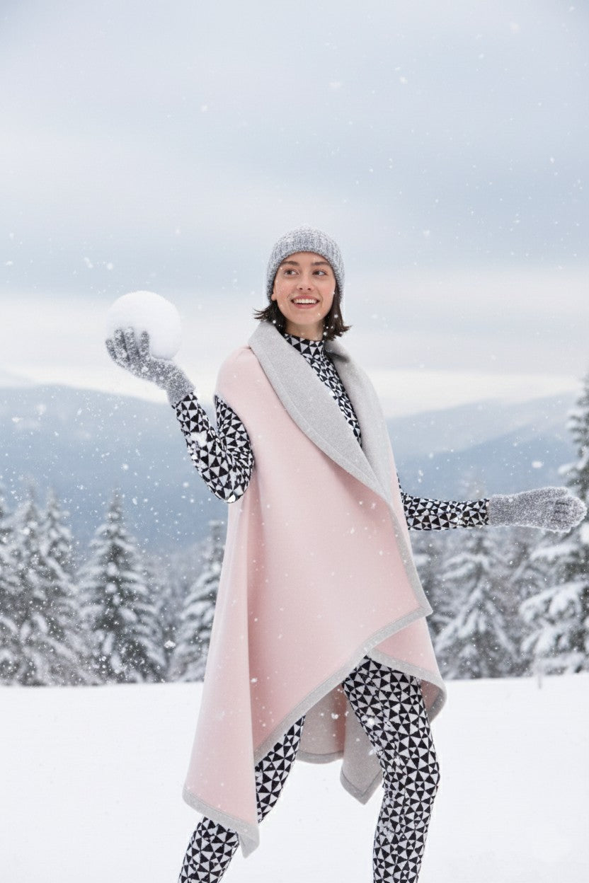 Glen Plaid Reversible Twist Vest Pink