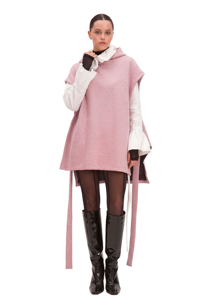 Warm Hooded Vest Rose/Black Reversible